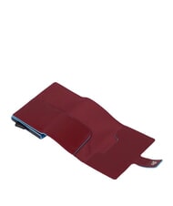 PIQUADRO BLUE SQUARE Sk&oacute;rzany i metalowy uchwyt na karty kredytowe CZERWONY - Portfele męskie - 3