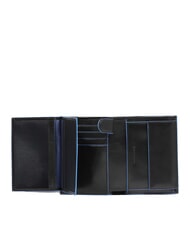 PIQUADRO BLUE SQUARE Pionowy portfel sk&oacute;rzany Czarny - Portfele męskie - 3