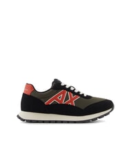 ARMANI EXCHANGE DROP MICROSUEDE Trampki z kontrastowym logo czarna+oliwkowa noc+dynia - Buty męskie - 2