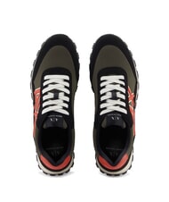 ARMANI EXCHANGE DROP MICROSUEDE Trampki z kontrastowym logo czarna+oliwkowa noc+dynia - Buty męskie - 3