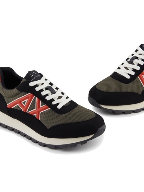DROP MICROSUEDE Trampki z kontrastowym logo czarna+oliwkowa noc+dynia - Buty męskie