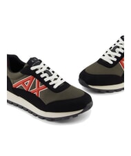 ARMANI EXCHANGE DROP MICROSUEDE Trampki z kontrastowym logo czarna+oliwkowa noc+dynia - Buty męskie - 4