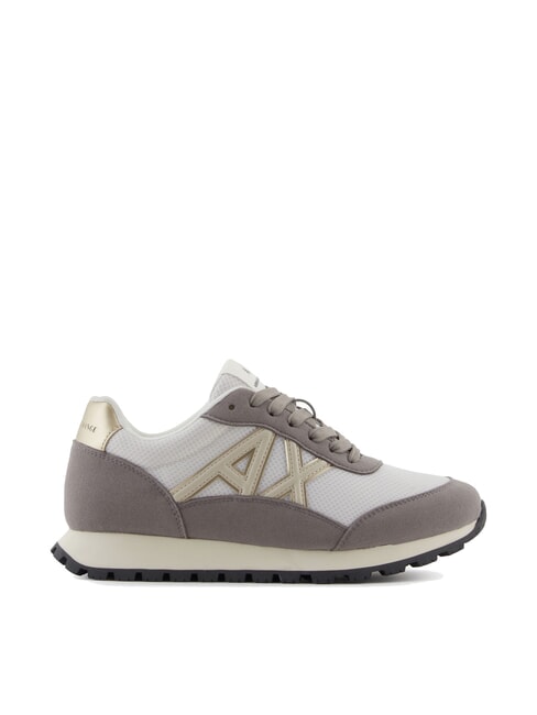 DROP MICROSUEDE Trampki z logo z boku brązowy bas + ecru - Buty damskie