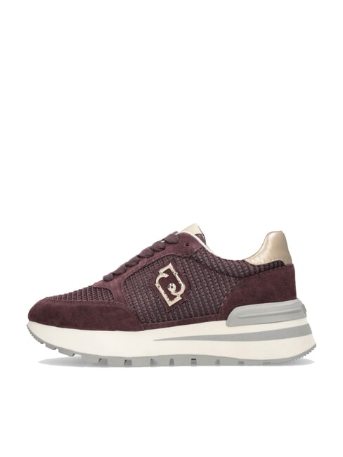 AMAZING 25 Buty sportowe zamszowe i siateczkowe karminowo-jasnozłoty - Buty damskie