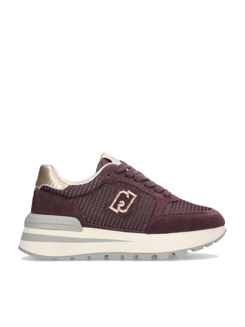 AMAZING 25 Buty sportowe zamszowe i siateczkowe karminowo-jasnozłoty - Buty damskie