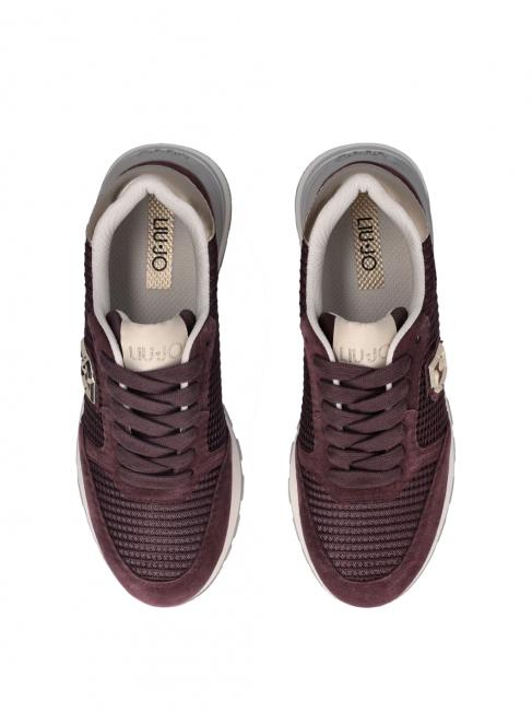 AMAZING 25 Buty sportowe zamszowe i siateczkowe karminowo-jasnozłoty - Buty damskie