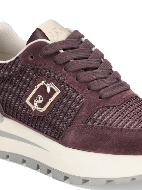 AMAZING 25 Buty sportowe zamszowe i siateczkowe karminowo-jasnozłoty - Buty damskie