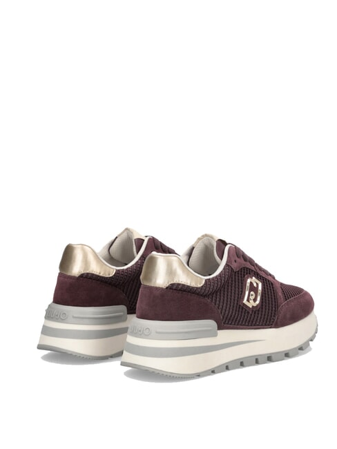 AMAZING 25 Buty sportowe zamszowe i siateczkowe karminowo-jasnozłoty - Buty damskie