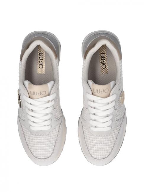 AMAZING 25 Buty sportowe zamszowe i siateczkowe złamana biel/jasne złoto - Buty damskie