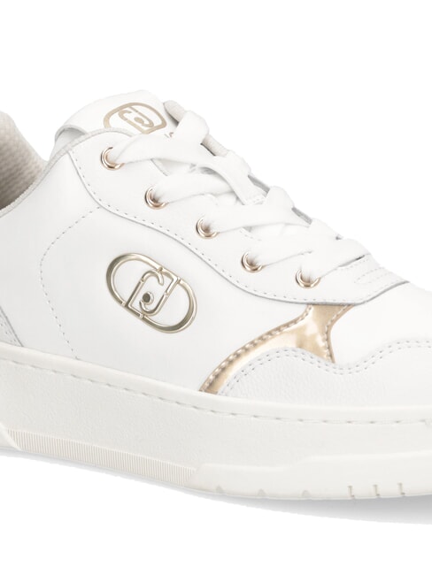 ME 03 Sk&oacute;rzane trampki z logo biały - Buty damskie