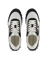 ARMANI EXCHANGE A|X Siatkowe trampki z kontrastowym logo ecru+czarny - Buty damskie - 3