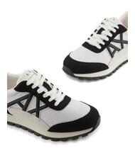 ARMANI EXCHANGE A|X Siatkowe trampki z kontrastowym logo ecru+czarny - Buty damskie - 4