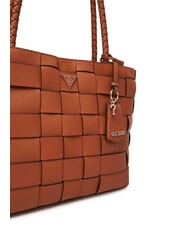 GUESS MAYLEE Tkana torba na zakupy karmel - Torby damskie - 3