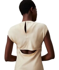 CALVIN KLEIN CK Sukienka midi z wycięciami i rozcięciami po bokach popi&oacute;ł drzewny - Odzież damska - 3