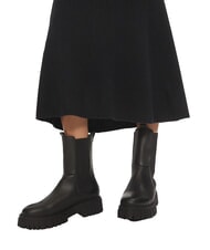 CALVIN KLEIN CK Prążkowana rozkloszowana sp&oacute;dnica midi ck czarny - Sp&oacute;dnice damskie - 4