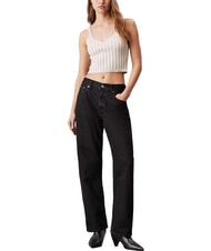 CALVIN KLEIN CK JEANS Bawełniany top typu bralette kość słoniowa / pelikan - Koszulki i topy damskie - 4