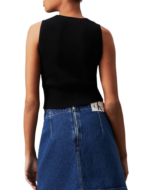 CK JEANS Prążkowany top na ramiączkach ck czarny - Koszulki i topy damskie