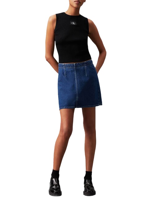 CK JEANS Prążkowany top na ramiączkach ck czarny - Koszulki i topy damskie