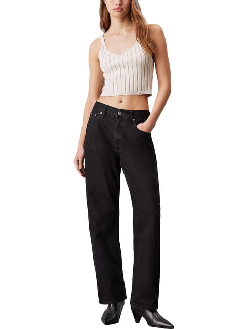 CK JEANS Bawełniany top typu bralette kość słoniowa / pelikan - Koszulki i topy damskie