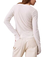 CALVIN KLEIN CK JEANS Sweter bawełniany z okrągłym dekoltem kość słoniowa - Koszulki damskie - 2