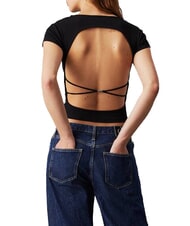 CALVIN KLEIN CK JEANS Koszulka z odkrytymi plecami i skrzyżowanymi ramiączkami - Koszulki i topy damskie