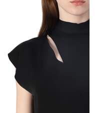 CALVIN KLEIN CK Koszula z kr&oacute;tkim rękawem i wysokim kołnierzem i wycięciami ck czarny - Koszule damskie - 4