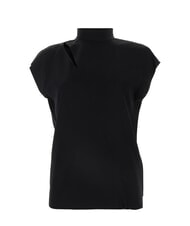 CALVIN KLEIN CK Koszula z kr&oacute;tkim rękawem i wysokim kołnierzem i wycięciami ck czarny - Koszule damskie - 5