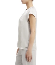 CALVIN KLEIN CK Koszula satynowa z kr&oacute;tkim rękawem kamyk piaskowy - Koszule damskie - 3