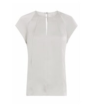 CALVIN KLEIN CK Koszula satynowa z kr&oacute;tkim rękawem kamyk piaskowy - Koszule damskie - 4