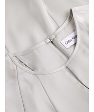 CALVIN KLEIN CK Koszula satynowa z kr&oacute;tkim rękawem kamyk piaskowy - Koszule damskie - 6