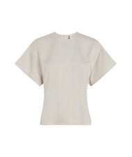 CALVIN KLEIN CK Koszula satynowa z kr&oacute;tkim rękawem szary poranek - Koszule damskie - 4