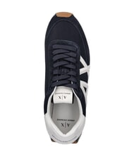 ARMANI EXCHANGE ROYALE SUEDE AIR MESH Sk&oacute;rzane trampki z logo AX granatowy+ecru - Buty męskie - 4