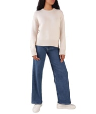 CALVIN KLEIN CK Luźny sweter z okrągłym dekoltem szary poranek - Koszulki damskie - 4