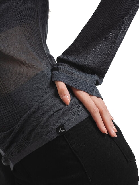 CK JEANS Przezroczysty sweter z okrągłym dekoltem heban - Koszulki damskie