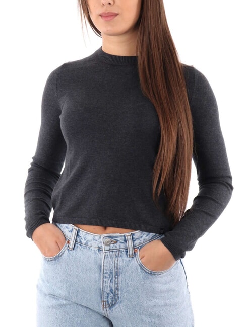 CK JEANS Kr&oacute;tki sweter z okrągłym dekoltem wrzos hebanowy - Koszulki damskie