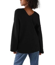 CALVIN KLEIN CK Sweter z dekoltem w serek i szerokimi rękawami ck czarny - Koszulki damskie - 2