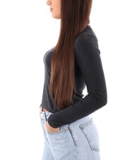 CALVIN KLEIN CK JEANS Kr&oacute;tki sweter z okrągłym dekoltem wrzos hebanowy - Koszulki damskie - 3