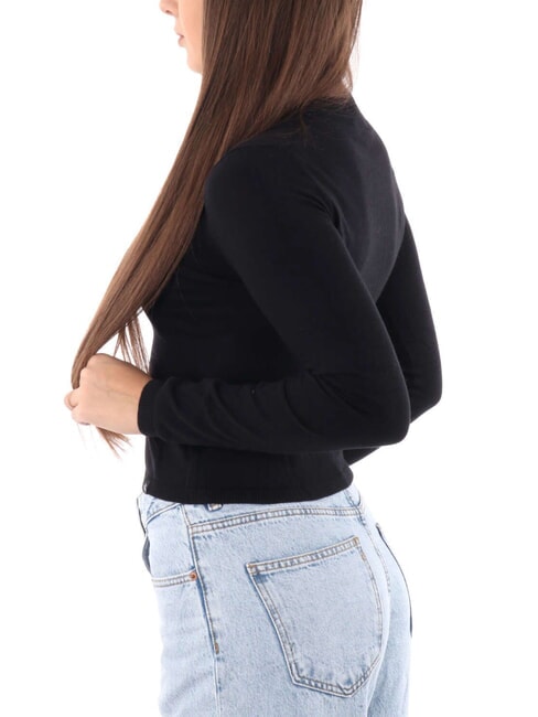 CK JEANS Kr&oacute;tki sweter z okrągłym dekoltem ck czarny - Koszulki damskie