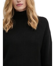 CALVIN KLEIN CK JEANS Luźny bawełniany sweter z golfem ck czarny - Koszulki damskie - 3