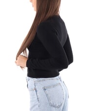 CALVIN KLEIN CK JEANS Kr&oacute;tki sweter z okrągłym dekoltem ck czarny - Koszulki damskie - 2