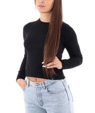CALVIN KLEIN CK JEANS Kr&oacute;tki sweter z okrągłym dekoltem ck czarny - Koszulki damskie - 3