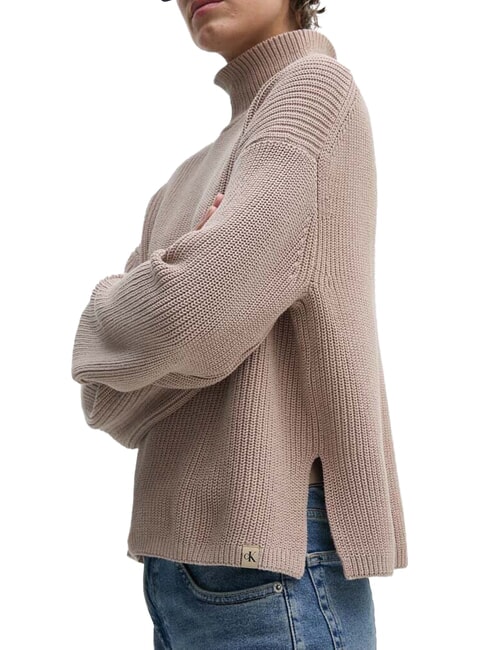 CK JEANS Luźny bawełniany sweter z golfem koza - Koszulki damskie