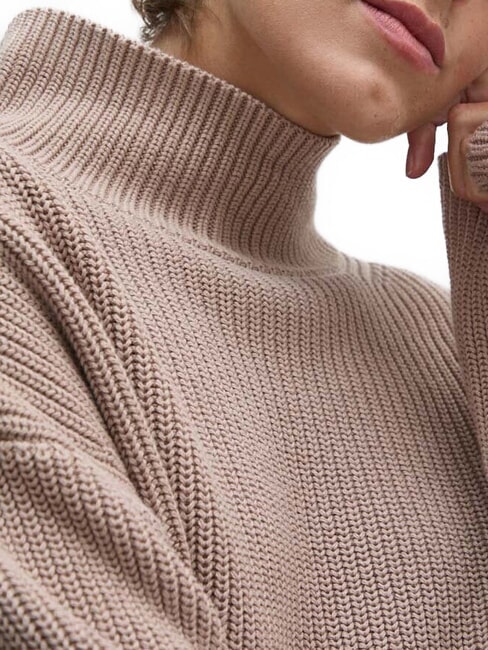 CK JEANS Luźny bawełniany sweter z golfem koza - Koszulki damskie