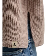 CALVIN KLEIN CK JEANS Luźny bawełniany sweter z golfem koza - Koszulki damskie - 5