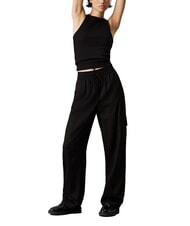CALVIN KLEIN CK JEANS Miękkie spodnie wiskozowe ck czarny - Spodnie damskie - 4