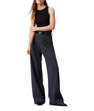 CALVIN KLEIN CK JEANS Spodnie jerseyowe z szerokimi nogawkami heban - Spodnie damskie - 3