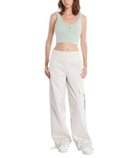 CALVIN KLEIN CK JEANS Spodnie cargo z niskim stanem skorupka jajka - Spodnie damskie - 4