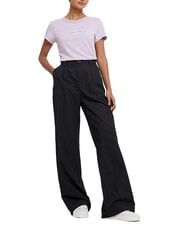 CALVIN KLEIN CK JEANS Spodnie chino z szerokimi i prostymi nogawkami ck czarny - Spodnie damskie - 5