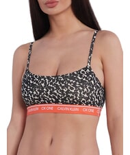 CALVIN KLEIN CK Biustonosz typu bralette z elastycznej bawełny zdeformowane zwierzę - wrzos owsiany - Biustonosze damskie - 3