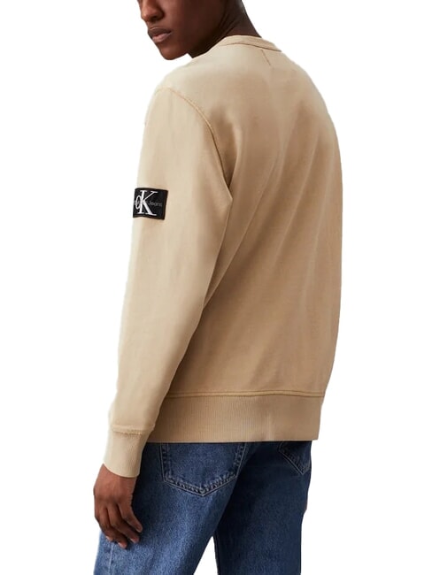 CK JEANS Bluza bawełniana z okrągłym dekoltem blady khaki - Bluzy męskie
